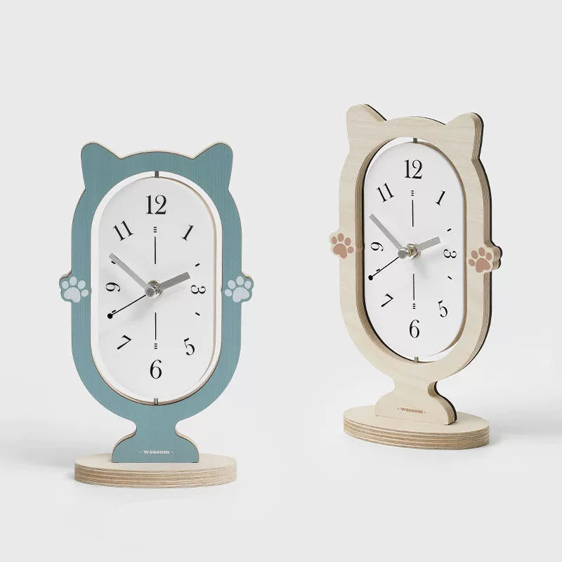 360° Rotating Silent Cat Table Clock