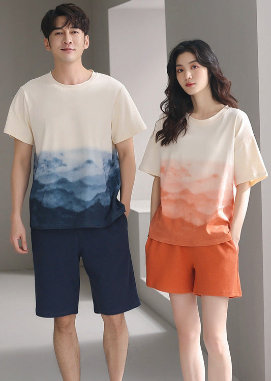 Pure Cotton Matching Pajamas Nightwear Set for Couples