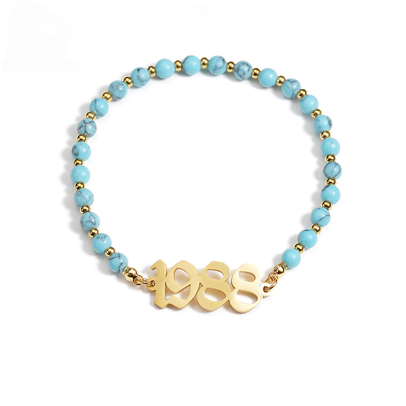 Natural Turquoise Beaded Name Bracelet