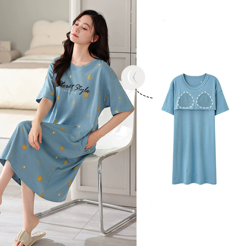 Gullei™ Short Sleeve Sleepwear with Bra Pads Cotton