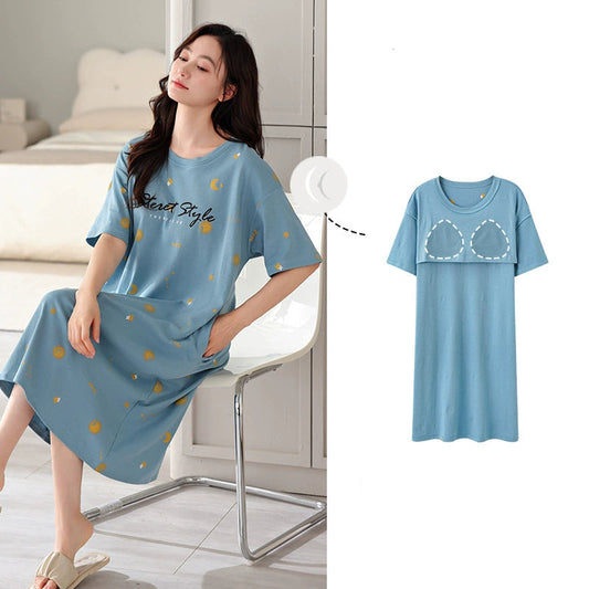 Gullei™ Short Sleeve Sleepwear with Bra Pads Cotton