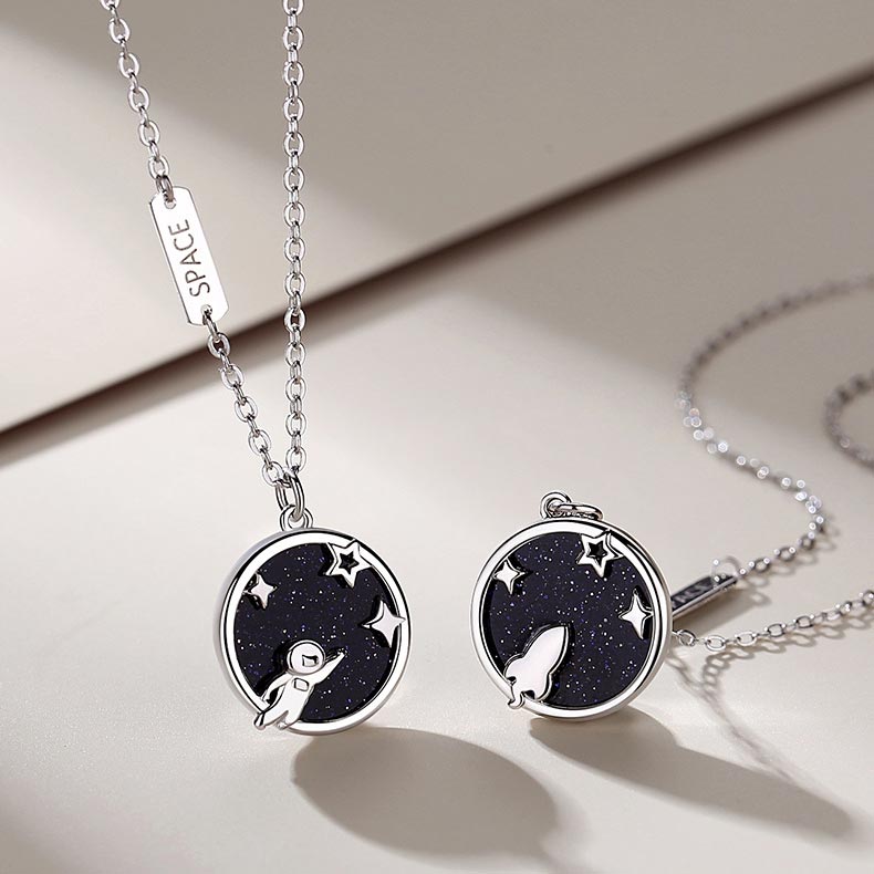 Spaceman Couple Necklaces Set for 2