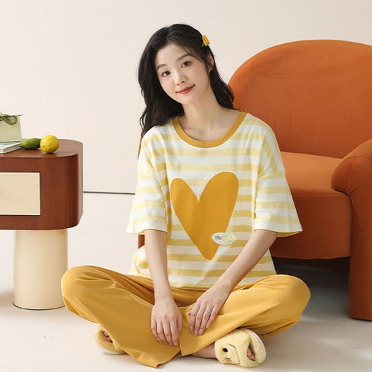 Cute Heart Soft Cotton Pajamas for Women