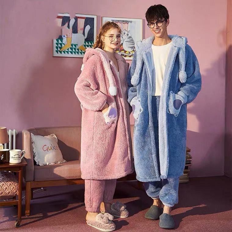 Matching Thick PJs Winter Sleepwear Set for Couples