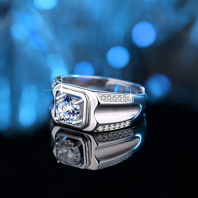 1 Carat Moissanite Diamond Rings Set for Men and Women