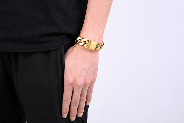 Cuban Chain Mens Bracelet with Names Engraved