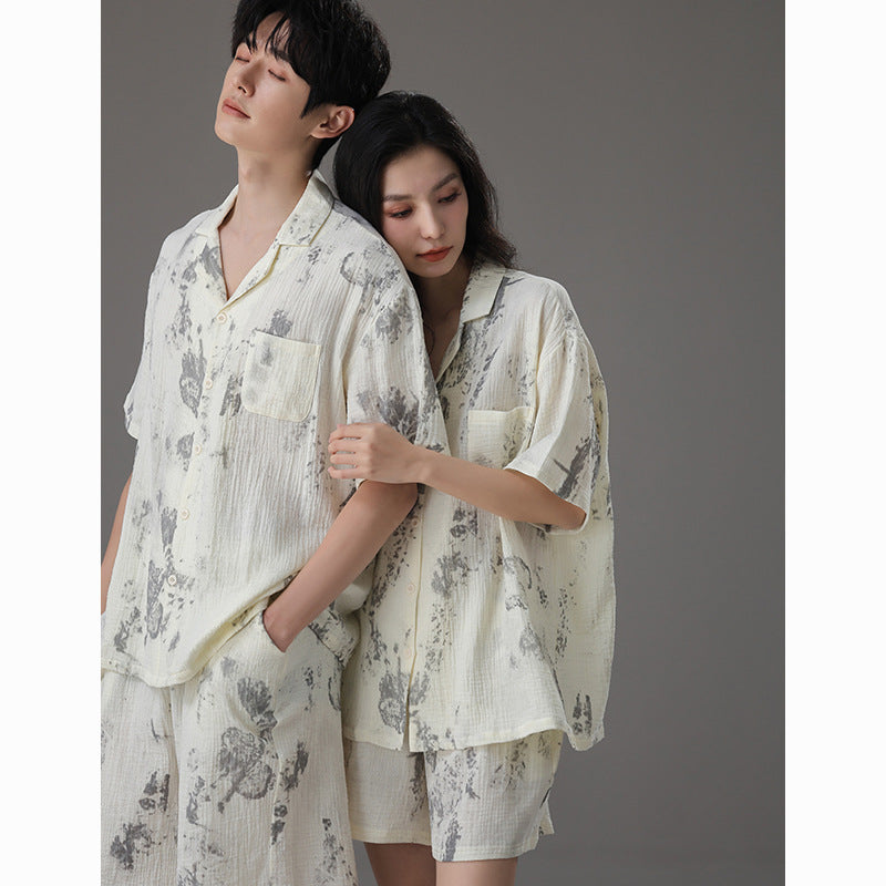 Dreamy Cloud Print Cotton Pajama Set for Couples