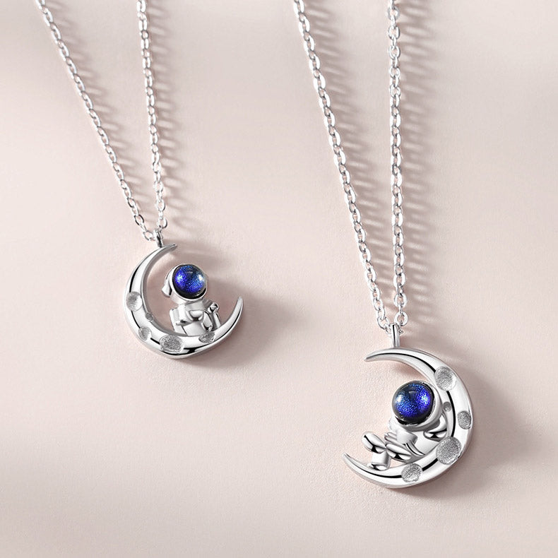 Spaceman Theme Couple Necklaces Set for 2