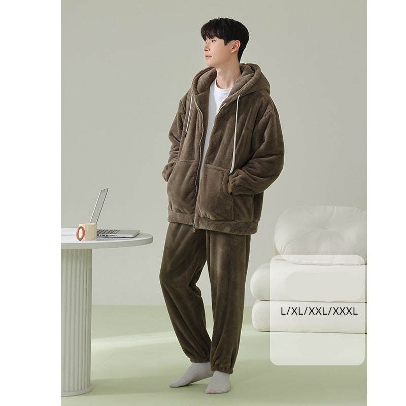 4-Piece Warm Hoodie Matching Pajamas Set for Couples
