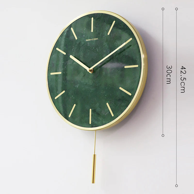 Natural Marble Pendulum Silent Wall Clock (14")
