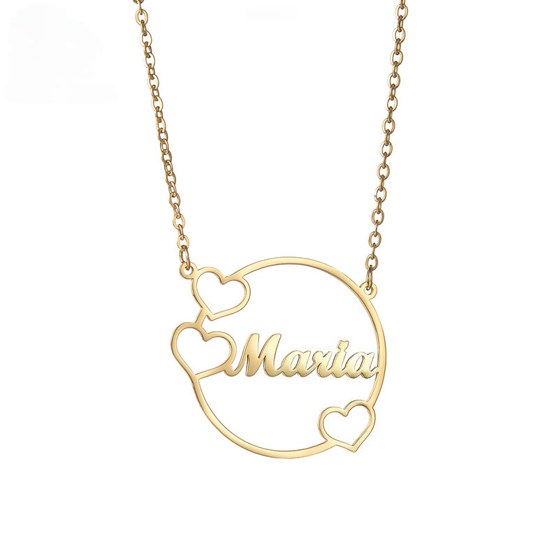 Hearts Personal Name Pendant Necklace