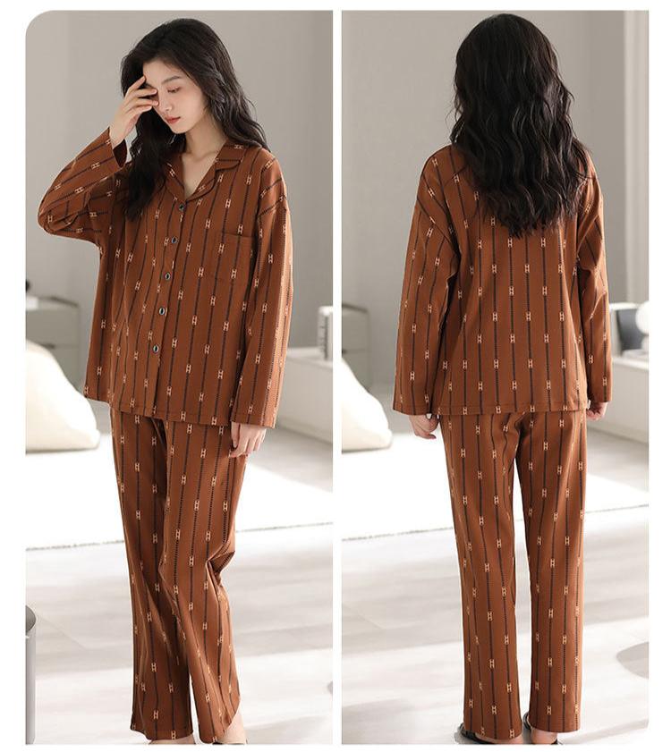 Matching Long Sleeves Couples Pajamas Set 100% Cotton