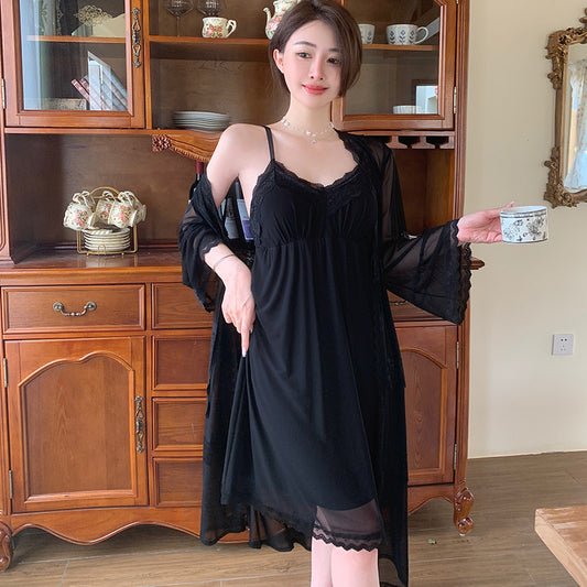 Black Nightwear Set with Padded Bra 100% Polyester