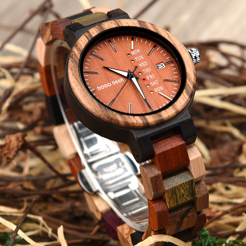 Matching Wood Couple Calendar Watch Set with Custom Engraving