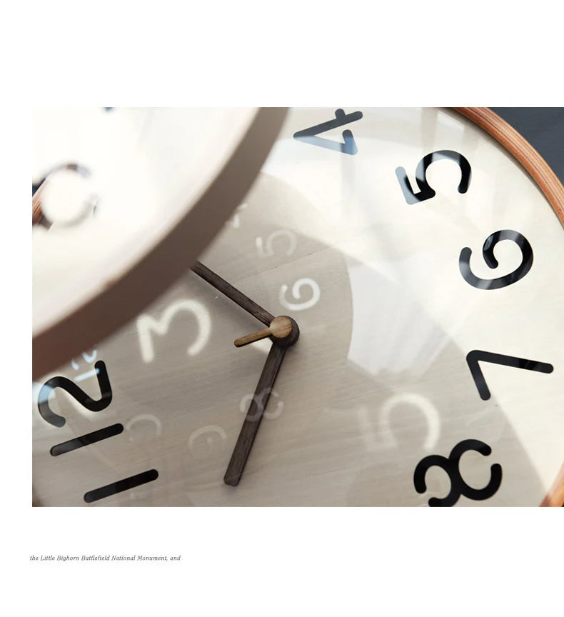 Nordic Silent Wall Clock – Solid Wood, 12" (Non-Ticking)