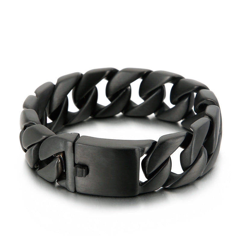 Personalized Thick Cuban Chain Mens Bracelet Black