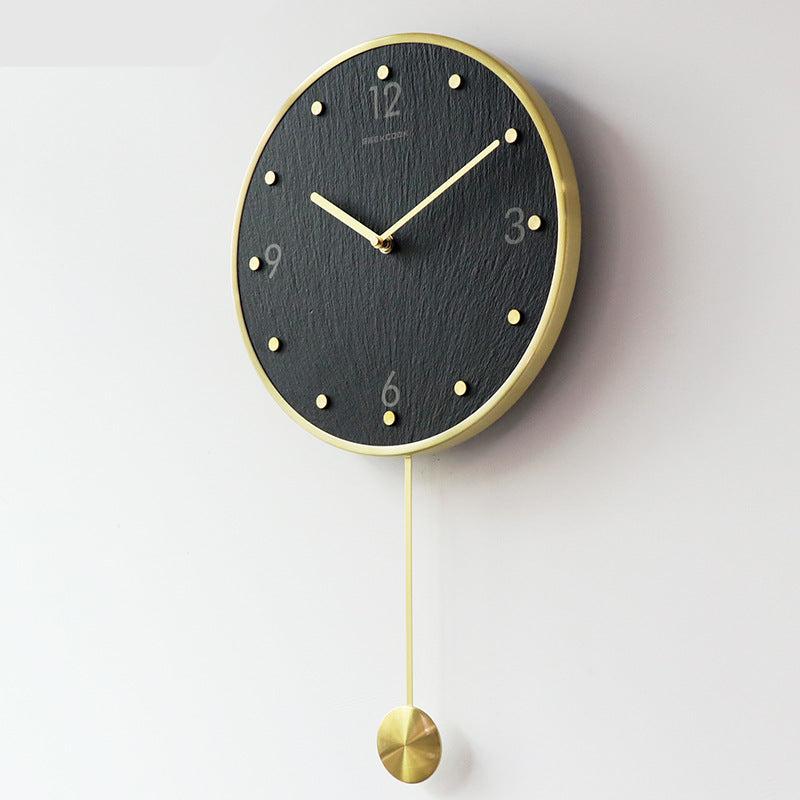 Natural Marble Pendulum Silent Wall Clock (12")