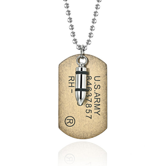 Customized Urn Bullet Military Name Tag Necklace for Men