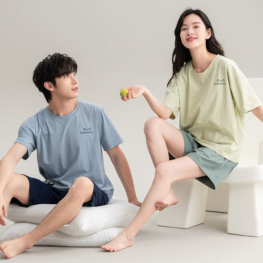 Matching Summer Sleepwear Set for Couples 100% Cotton