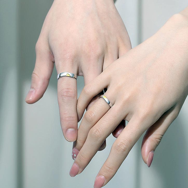 Custom Engraved Half Heart Wedding Bands for 2