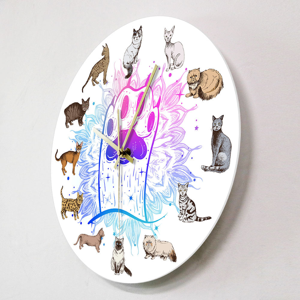 Wall Deco Silent Clock Gift for Cat Lovers