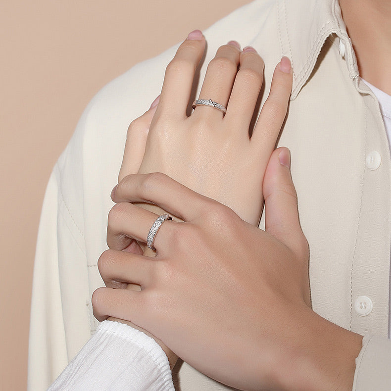 Custom Floral His Hers Couple Rings Set for two