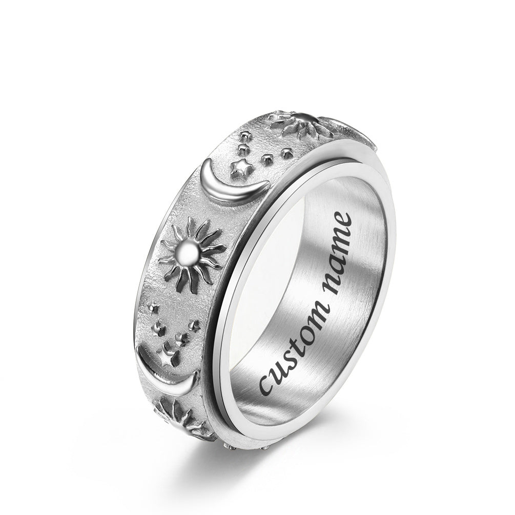 Sun and Moon Fidget Ring for Men