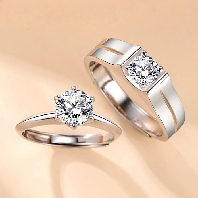 1.8 Carat Moissanite Rings Set for Him and Her