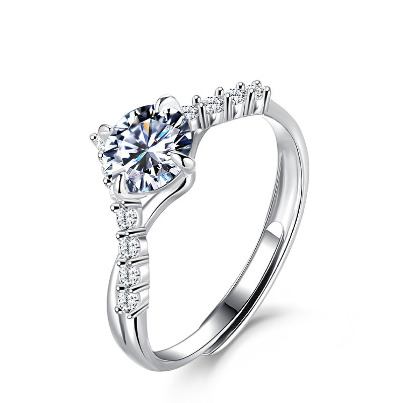 Engraved 0.8 Carat Moissanite Diamond Ring for Her