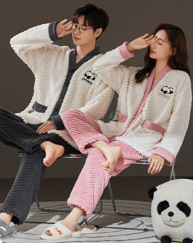 Couples Matching Pajamas Set Flannel Loungewear