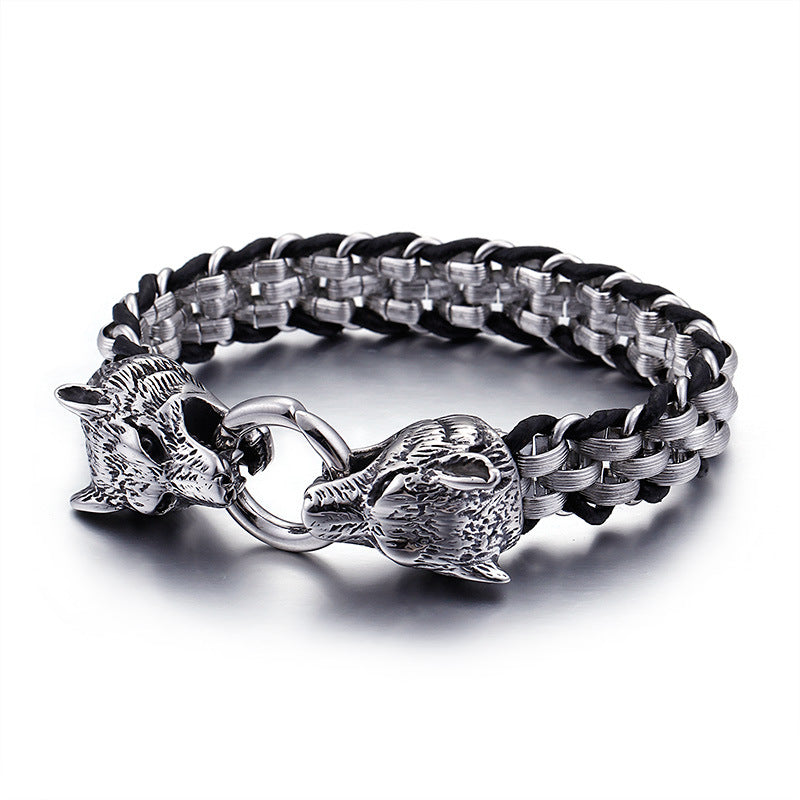 Punk Style Wolf Steel Bracelet for Men
