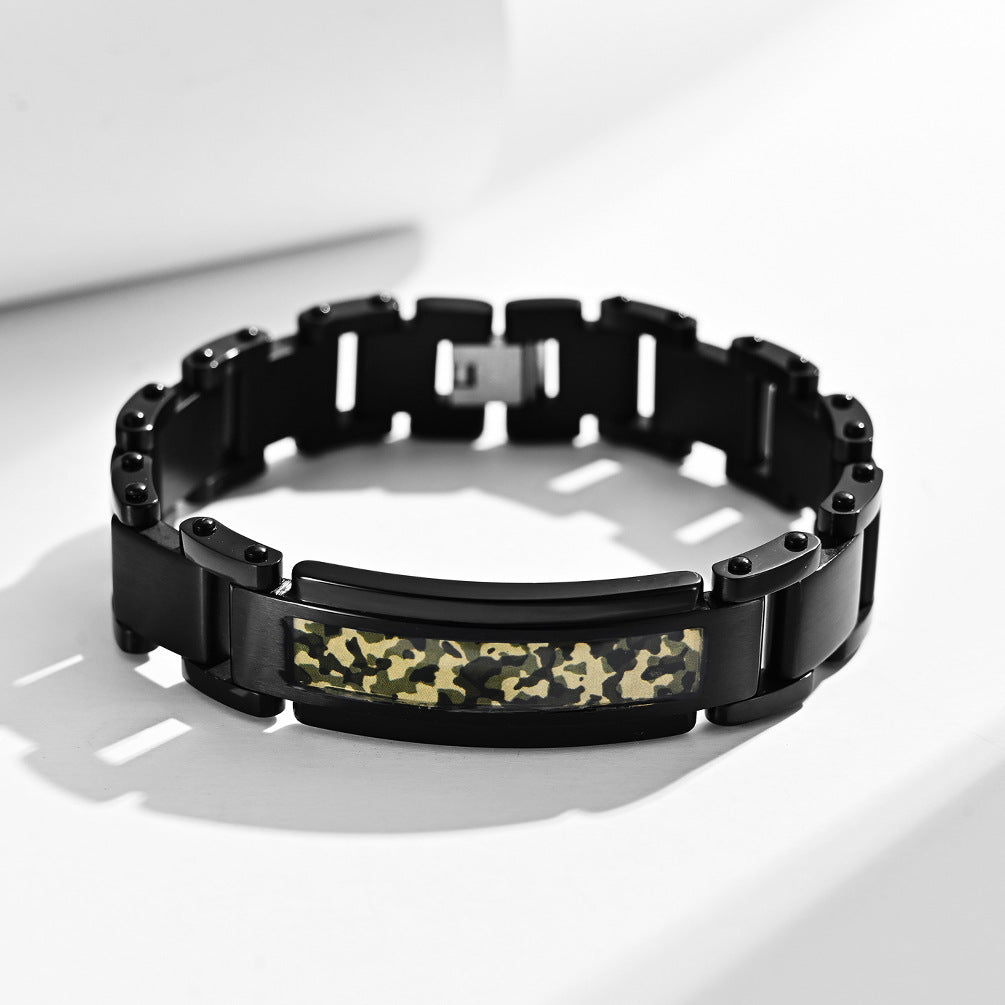 Mens Bracelet with Names Engraved 8.5 Inches Steel