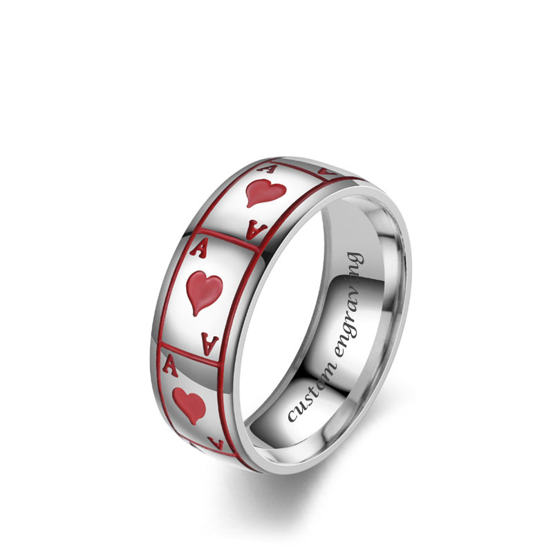 Custom Engraved Ace of Hearts Ring for Her