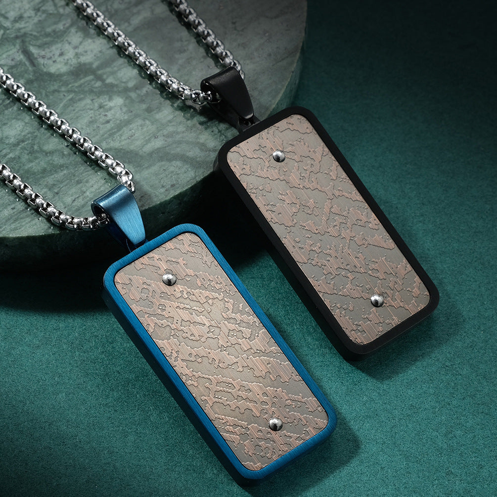 Engravable Vintage Mens Vertical Pendant Necklace