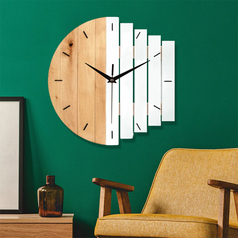 Unique Wooden Analog Silent Wall Clock — 30×30 cm