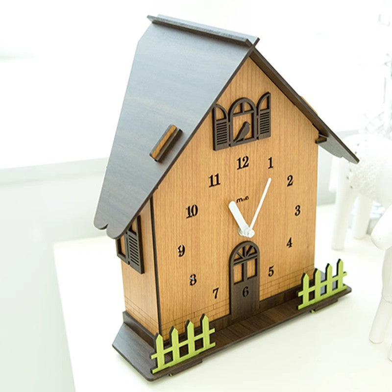 Three Sided Hut Wall Decoration Silent Clock