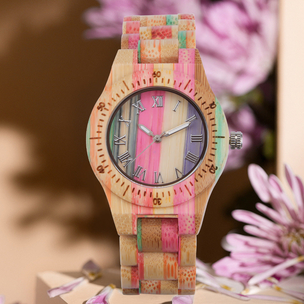 Matching Bamboo Quartz Couple Watch Set for Two