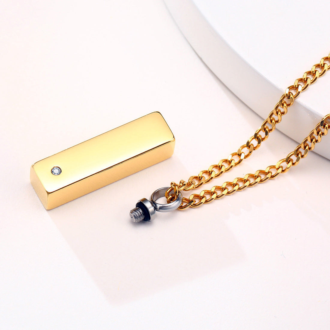 Vertical Bar Urn Cremation Memorial Necklace