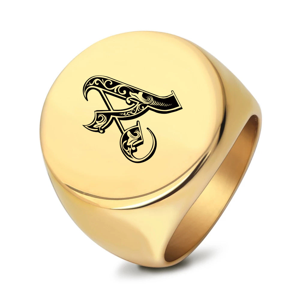 Name Initial Mens Ring Gift for Boyfriend 22mm
