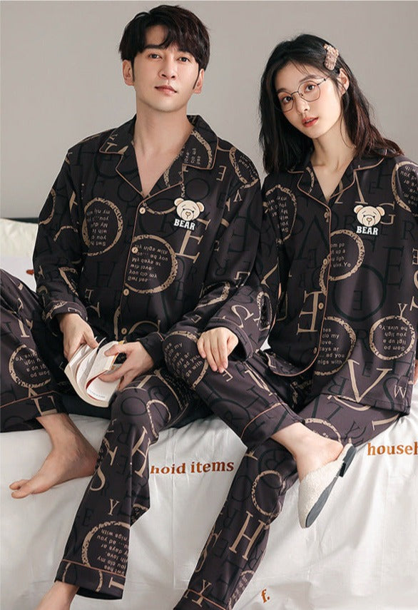 Bear Pure Cotton Pajamas Set for Couples