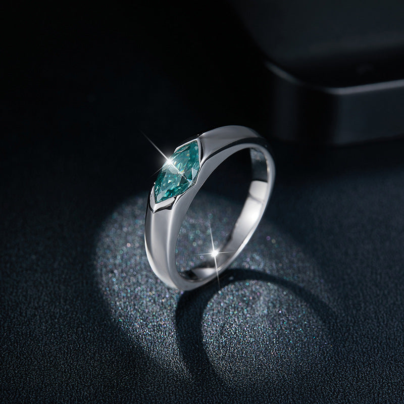1 Carat Black Moissanite Eye of Horus Solitaire Ring