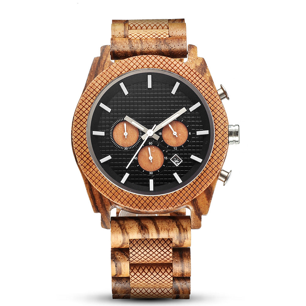 Mens Wood Analog Watch with Customized Engraving