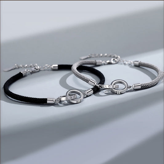 Double Rings Matching Bracelets Gift for Couples
