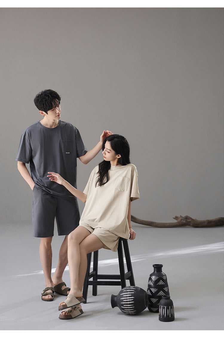 Classic Matching Couple Pajamas - Short-sleeve Premium Cotton