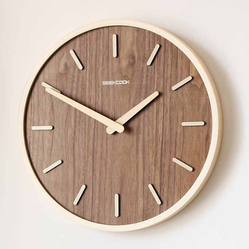 Minimalistic Silent Wooden Analog Wall Clock 12 Inches