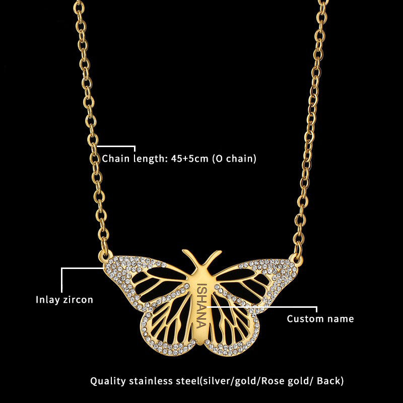 Personal Name Butterfly Shaped Necklace