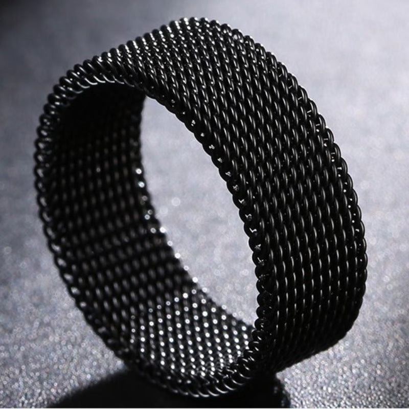 Mens Mesh Wedding Band Stainless Steel 8mm