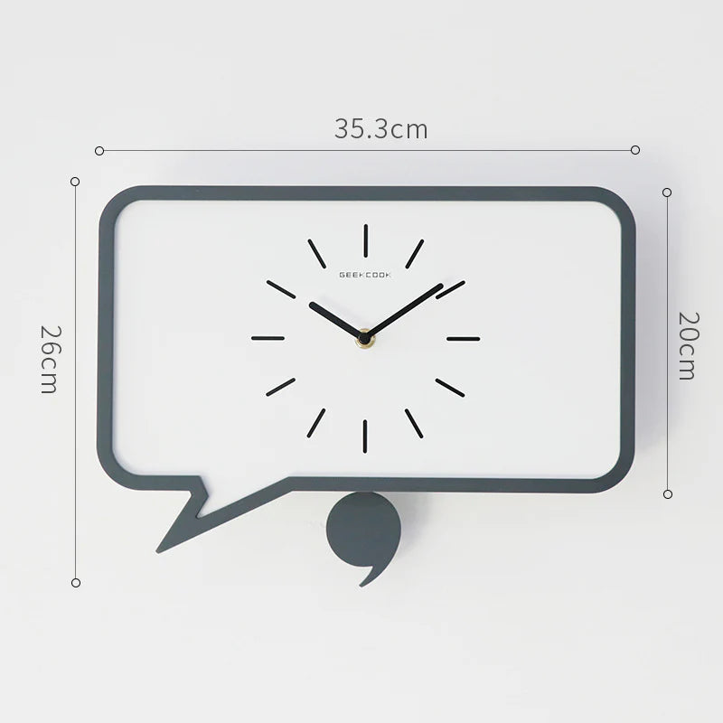 Minimalist Comma Pendulum Silent Wall Clock — 12" MDF & ABS