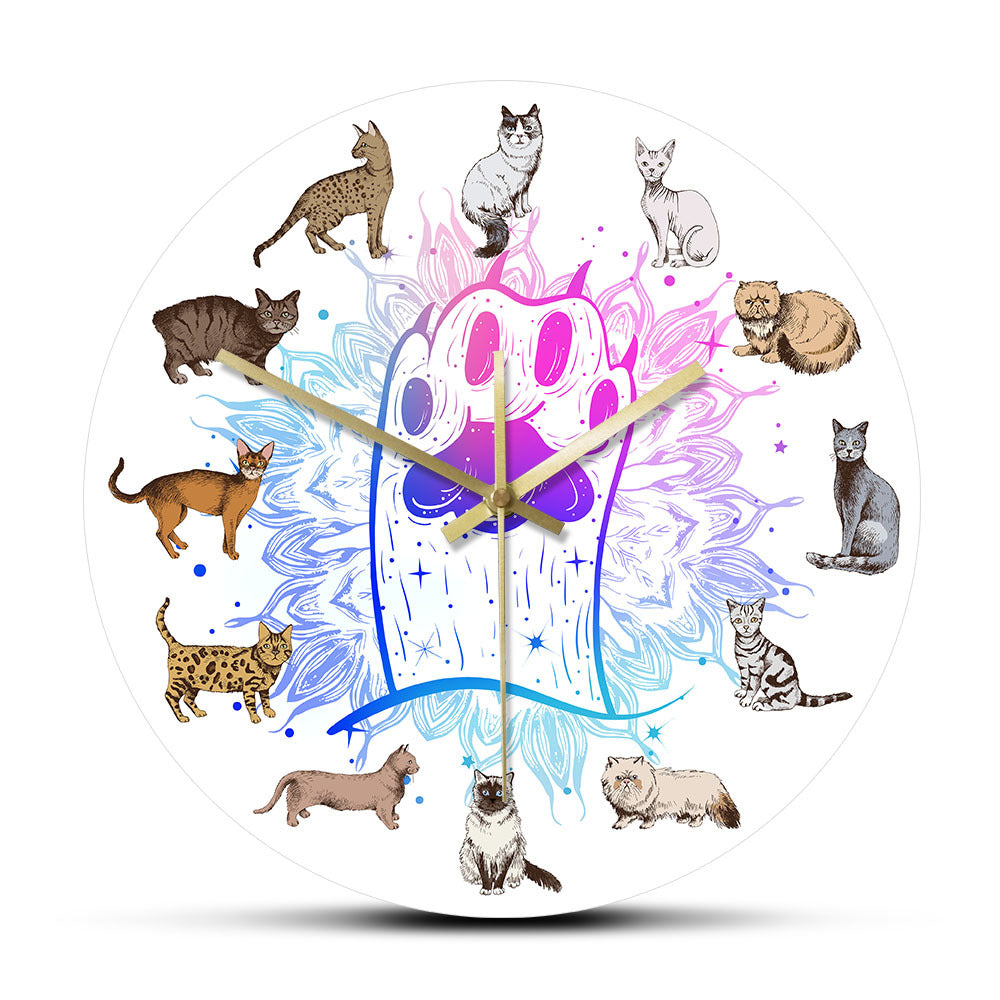 Wall Deco Silent Clock Gift for Cat Lovers