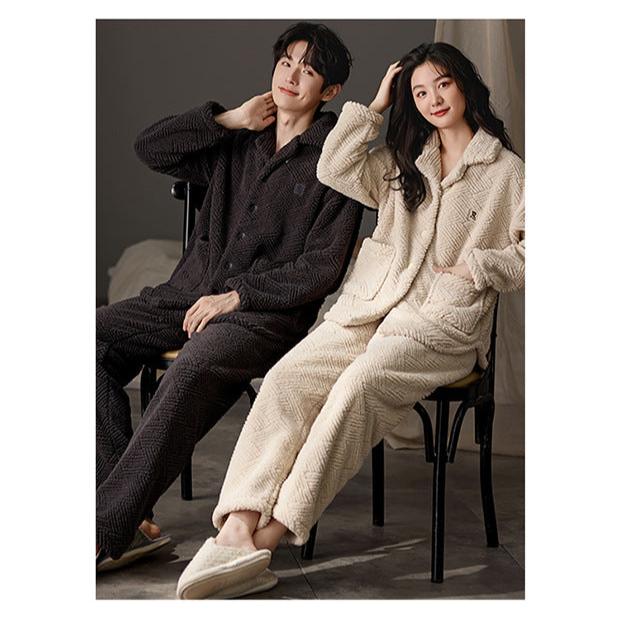 4-Piece Flannel Matching Winter Pajamas for Couples